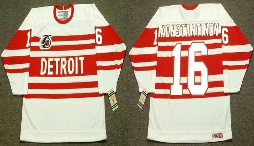 2019 Men Detroit Red Wings #16 Konstantinov White CCM NHL jerseys